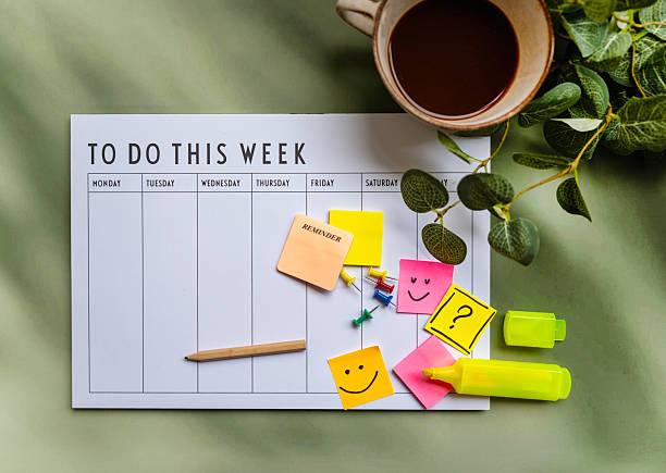 Weekplanning en dagelijkse balans schema